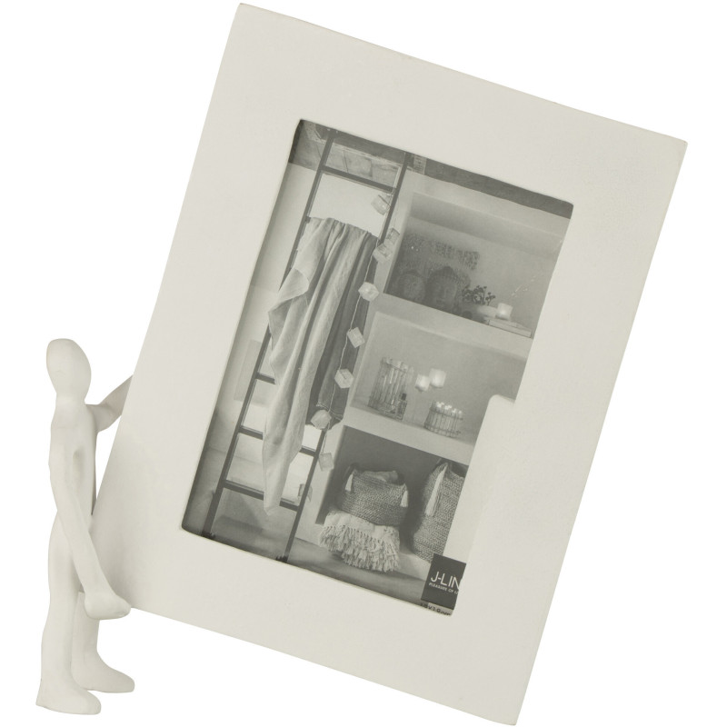 Cadre photo Bonhomme Hito en Métal Blanc pour photo 13x18 cm - 1