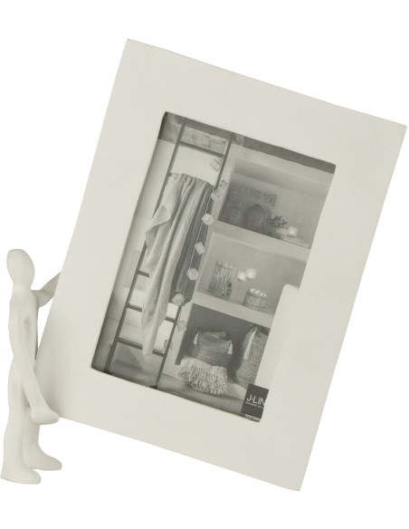 Cadre photo Bonhomme Hito en Métal Blanc pour photo 13x18 cm - 1