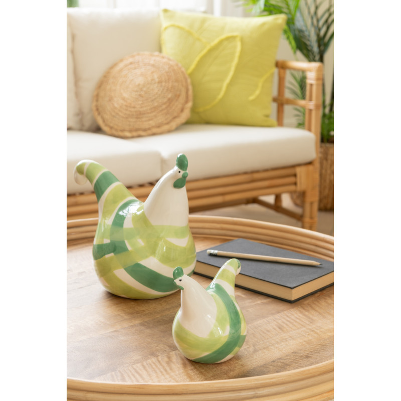 Statuette déco Coq en Dolomite Blanc Vert Toby (Lot de 3) - 2