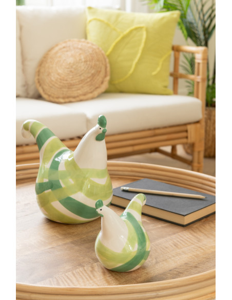 Statuette déco Coq en Dolomite Blanc Vert Toby (Lot de 3) - 2