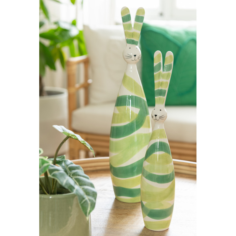 Statuette déco Lapin Hauteur 45 cm en Dolomite Blanc Vert Reyna - 2
