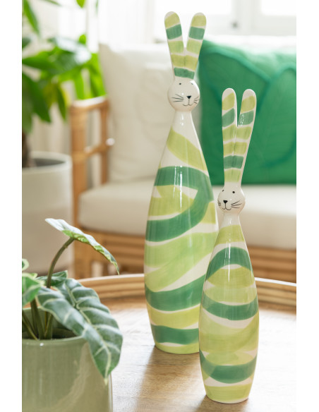 Statuette déco Lapin Hauteur 45 cm en Dolomite Blanc Vert Reyna - 2