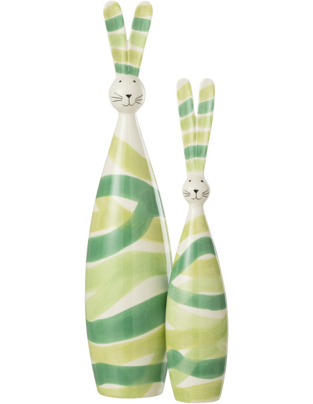 Statuette déco Lapin Hauteur 45 cm en Dolomite Blanc Vert Reyna - 3