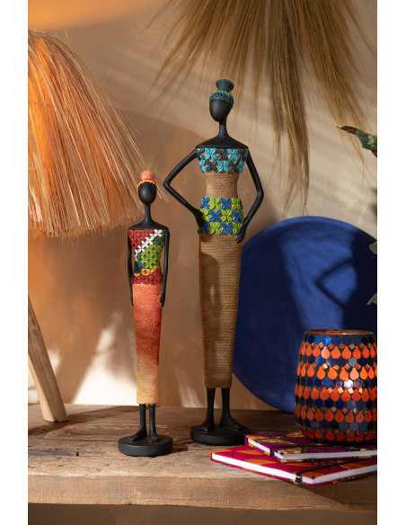 Statuette déco Femmes africaines Hauteur 40 cm en Résine Multicolore Hatou (Lot de 3) - 4