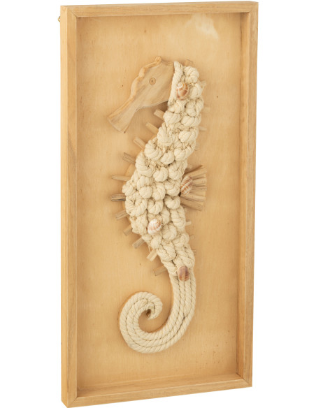Cadre déco Rectangulaire Hippocampe 30x60 en Bois Naturel Myrilla - 1