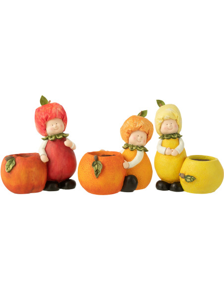 Cache-pot Original Enfant Pomme Orange Citron Hauteur 30 cm en Résine Rouge Orange Jaune Bobine (Lot de 3) - 1