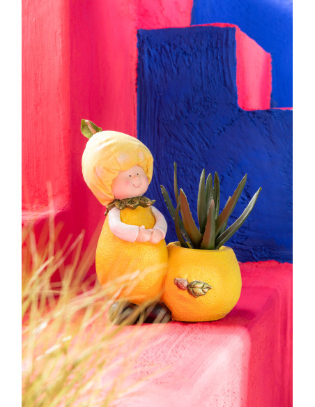 Cache-pot Original Enfant Pomme Orange Citron Hauteur 30 cm en Résine Rouge Orange Jaune Bobine (Lot de 3) - 2