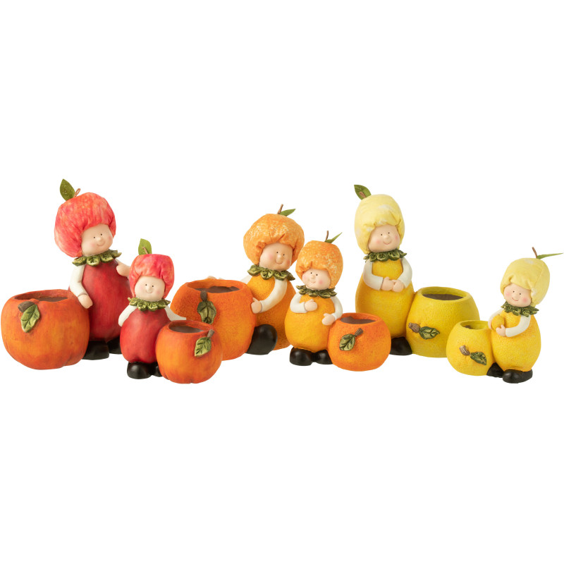 Cache-pot Original Enfant Pomme Orange Citron Hauteur 30 cm en Résine Rouge Orange Jaune Bobine (Lot de 3) - 3