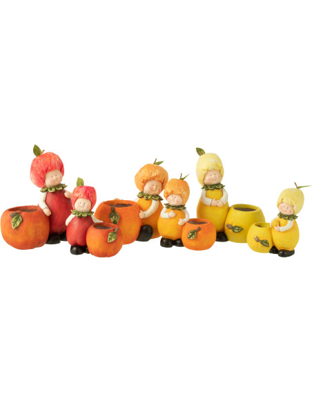 Cache-pot Original Enfant Pomme Orange Citron Hauteur 30 cm en Résine Rouge Orange Jaune Bobine (Lot de 3) - 3