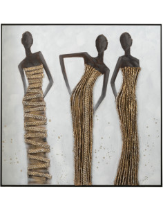 Toile imprimée et peinte XL Carrée 3 femmes africaines 120x120 Nedda - 1