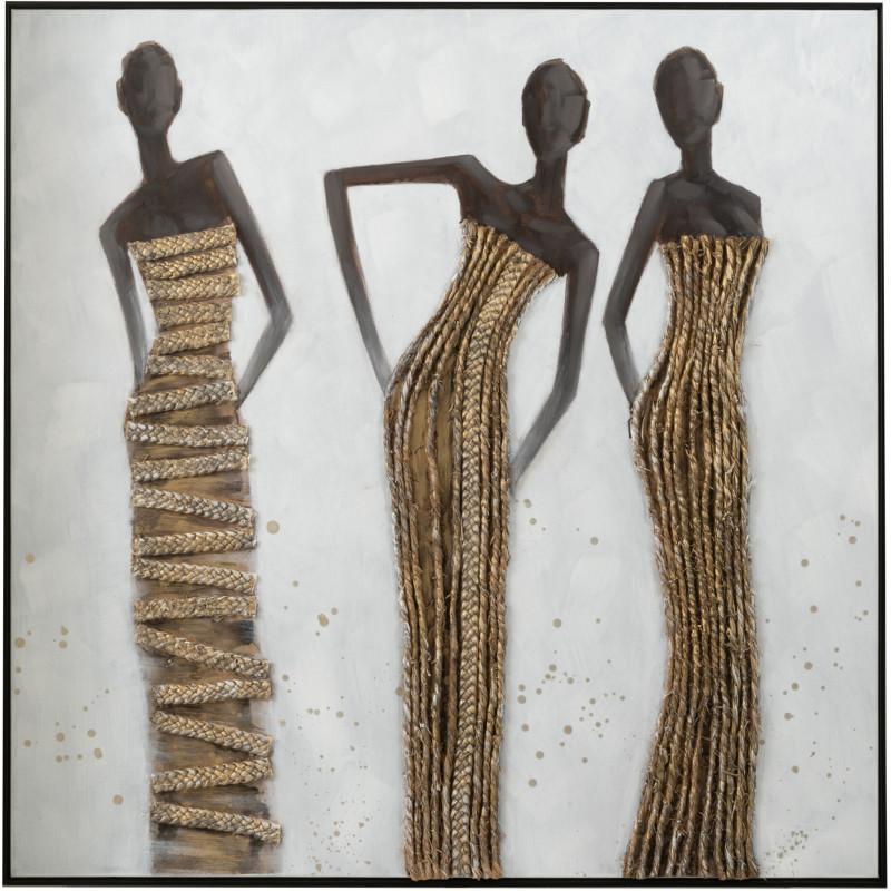 Toile imprimée et peinte XL Carrée 3 femmes africaines 120x120 Nedda - 1