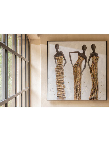 Toile imprimée et peinte XL Carrée 3 femmes africaines 120x120 Nedda - 2