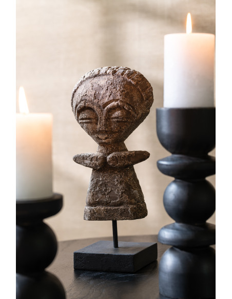 Décoration sur pied Statuette ethnique Hauteur 25 cm en Bois d'albasia Naturel Rafa - 2