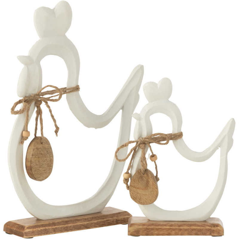 Objet déco à poser Poule Hauteur 30 cm en Métal Blanc Bois Naturel Lida - 2