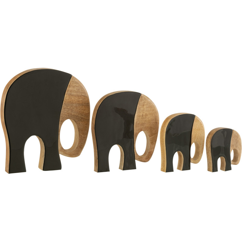 Objet déco à poser Famille Éléphants en Bois de manguier Noir Naturel Minna (Lot de 4) - 3