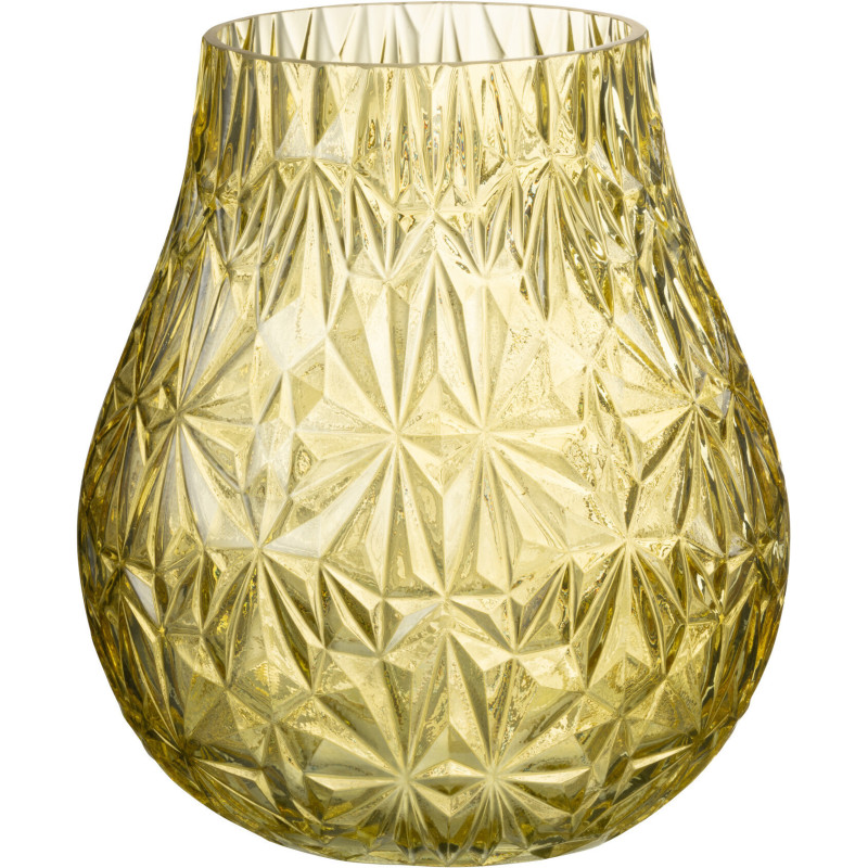 Vase Rond Nox Hauteur 20 cm en Verre Jaune - 1