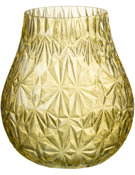 Vase Rond Nox Hauteur 20 cm en Verre Jaune - 1