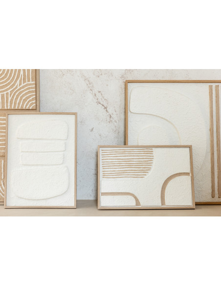 Tableau murale Rectangulaire Motifs abstraits 40x60 en Papier mâché Blanc Beige Aimee (Lot de 2) - 2