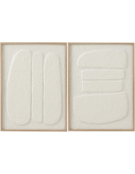 Tableau murale Rectangulaire Motifs abstraits 45x60 en Papier mâché Blanc Vanny (Lot de 2) - 1