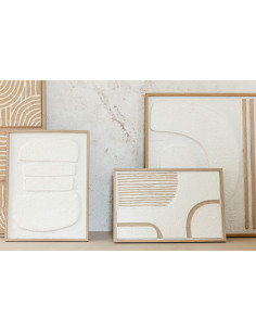 Tableau murale Rectangulaire Motifs abstraits 45x60 en Papier mâché Blanc Vanny (Lot de 2) - 1 2