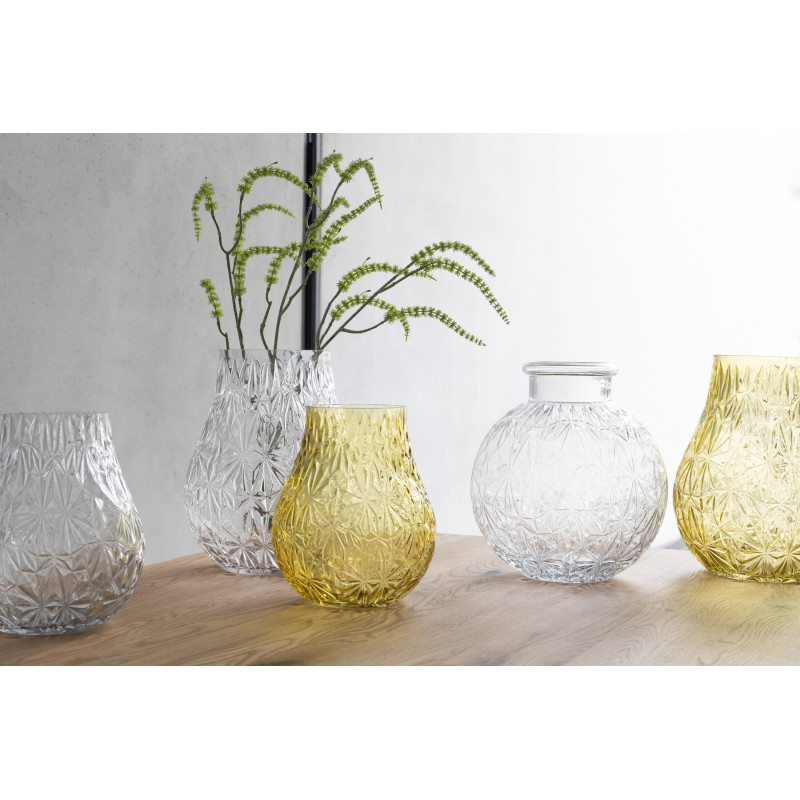 Vase Rond Nox Hauteur 20 cm en Verre Jaune - 2