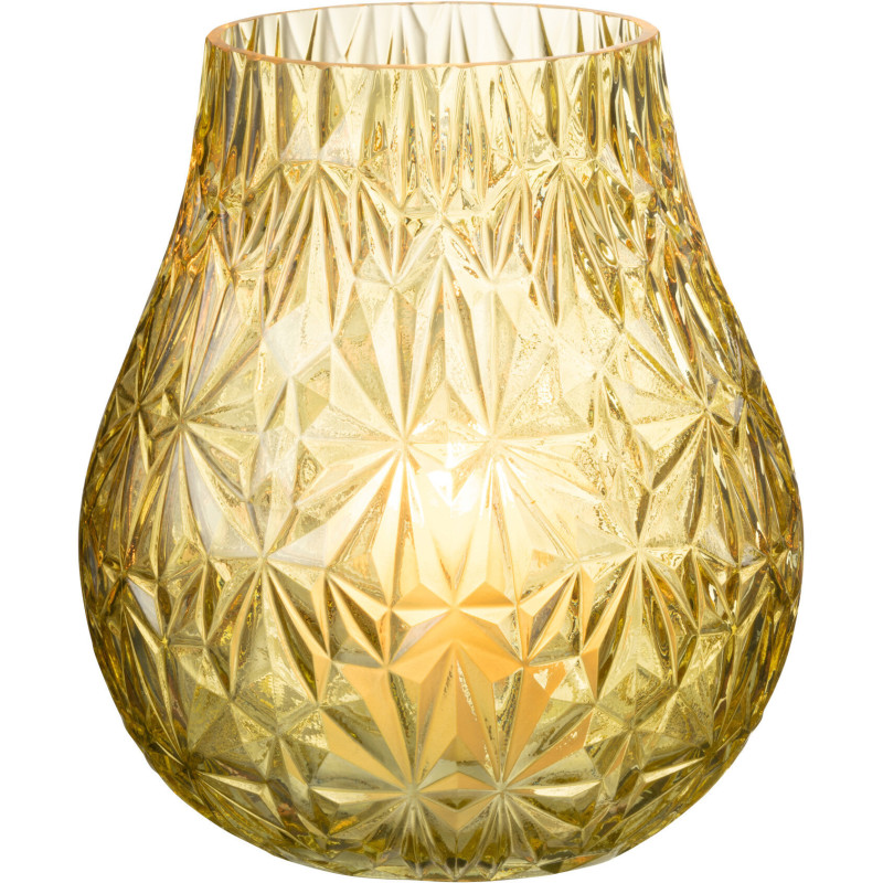 Vase Rond Nox Hauteur 20 cm en Verre Jaune - 3