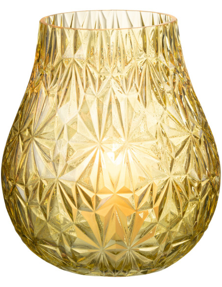 Vase Rond Nox Hauteur 20 cm en Verre Jaune - 3