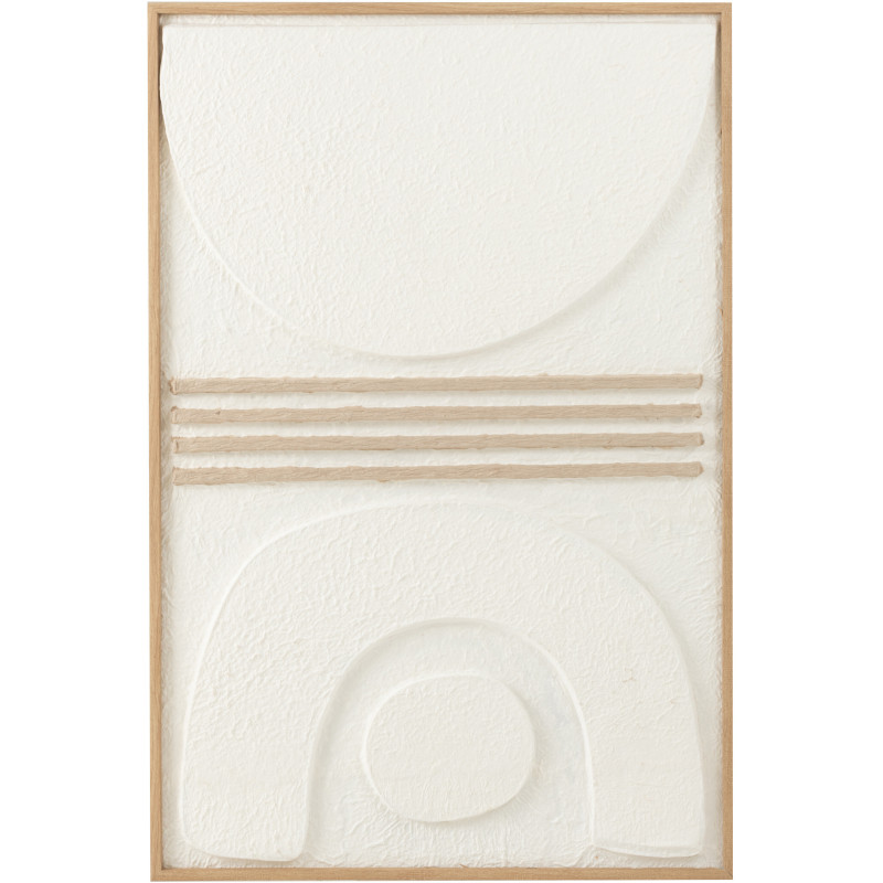 Tableau murale XL Rectangulaire Motifs abstraits 80x120 en Papier mâché Blanc Beige Lorinda - 1