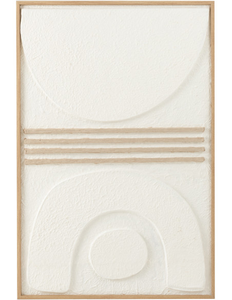 Tableau murale XL Rectangulaire Motifs abstraits 80x120 en Papier mâché Blanc Beige Lorinda - 1