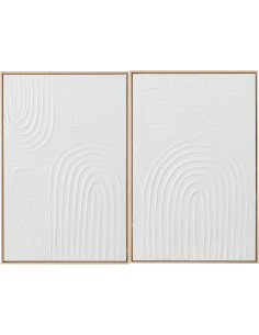 Tableau murale Rectangulaire Motifs abstraits 60x90 en Papier mâché Blanc Cathrine (Lot de 2) - 1