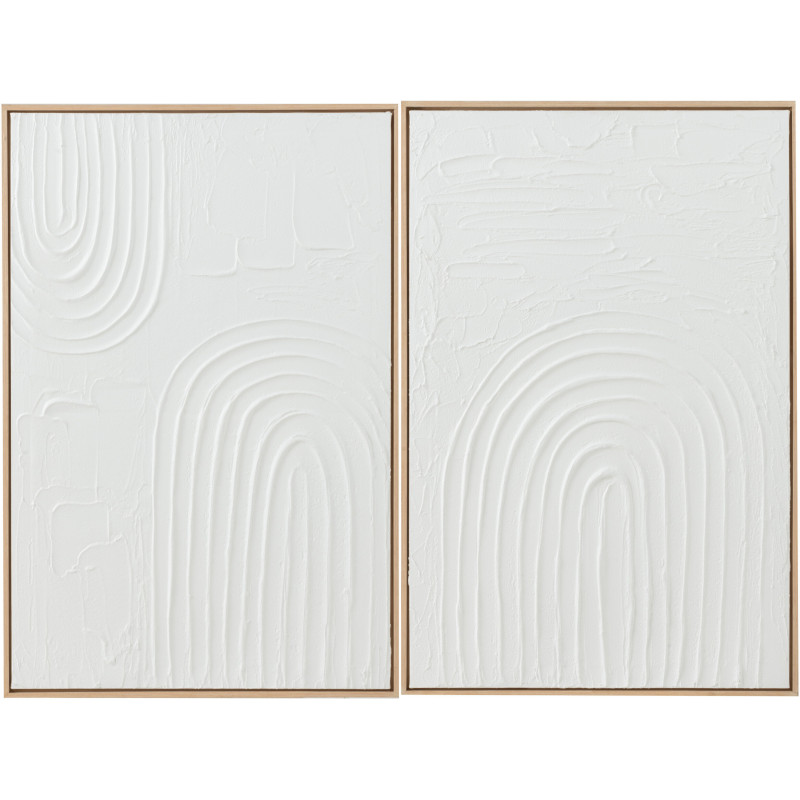 Tableau murale Rectangulaire Motifs abstraits 60x90 en Papier mâché Blanc Cathrine (Lot de 2) - 1