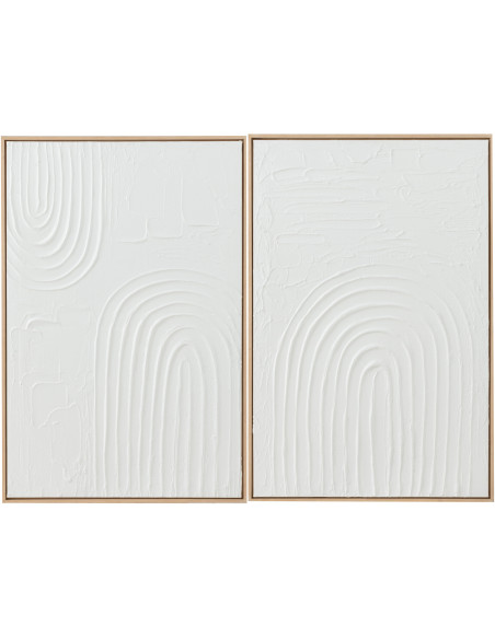 Tableau murale Rectangulaire Motifs abstraits 60x90 en Papier mâché Blanc Cathrine (Lot de 2) - 1