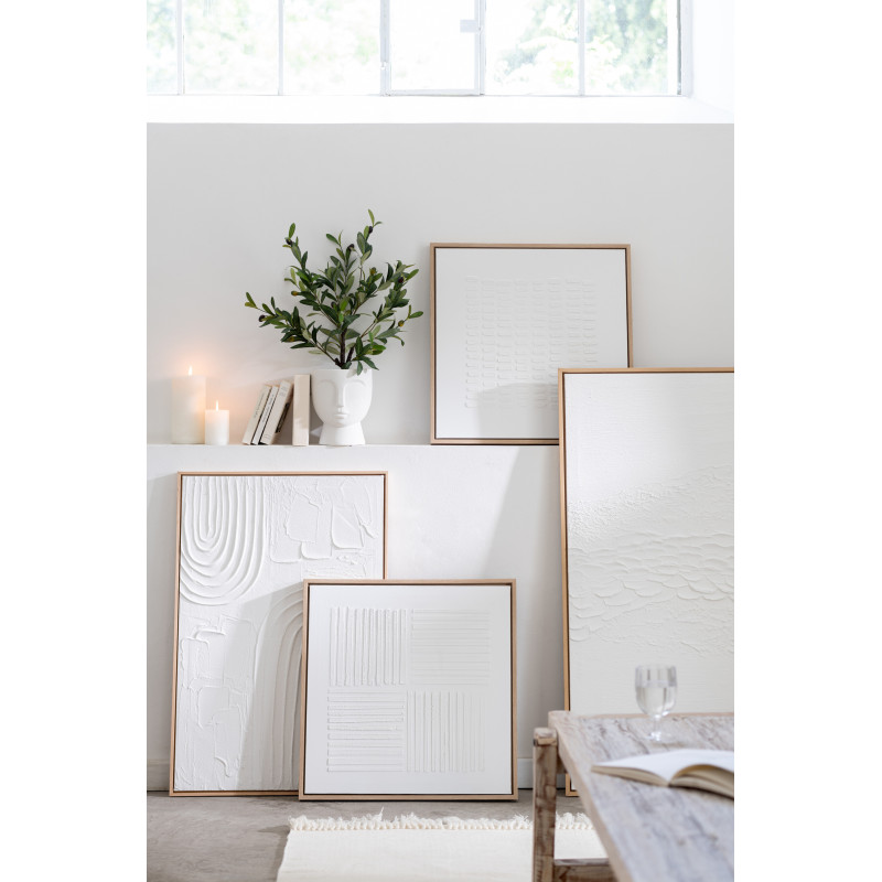 Tableau murale Rectangulaire Motifs abstraits 60x90 en Papier mâché Blanc Cathrine (Lot de 2) - 2