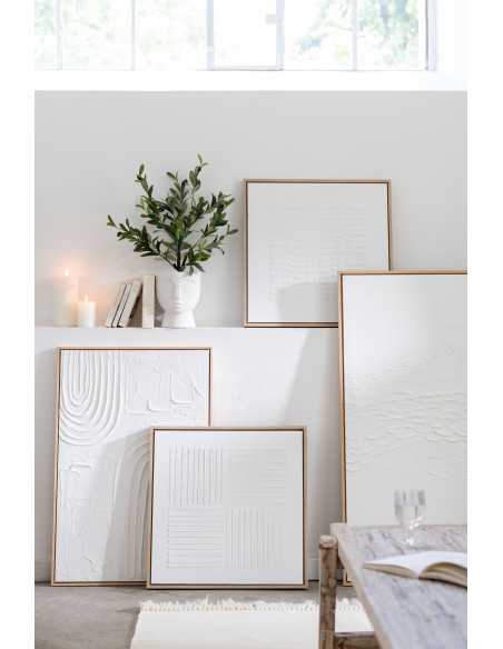 Tableau murale Rectangulaire Motifs abstraits 60x90 en Papier mâché Blanc Cathrine (Lot de 2) - 2