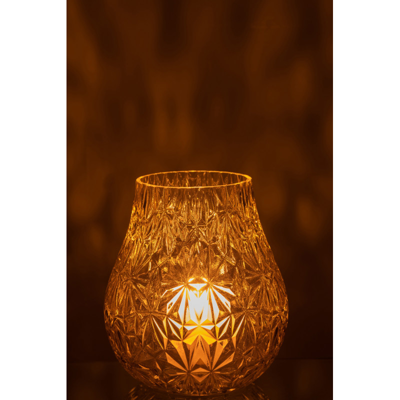 Vase Rond Nox Hauteur 20 cm en Verre Jaune - 4