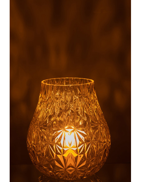 Vase Rond Nox Hauteur 20 cm en Verre Jaune - 4
