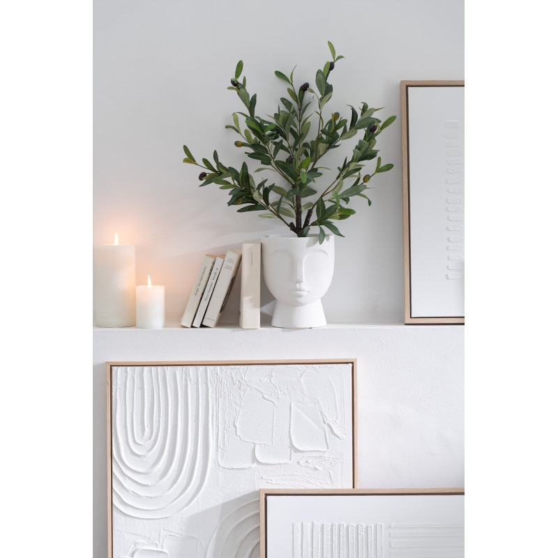 Tableau murale Rectangulaire Motifs abstraits 60x90 en Papier mâché Blanc Cathrine (Lot de 2) - 5