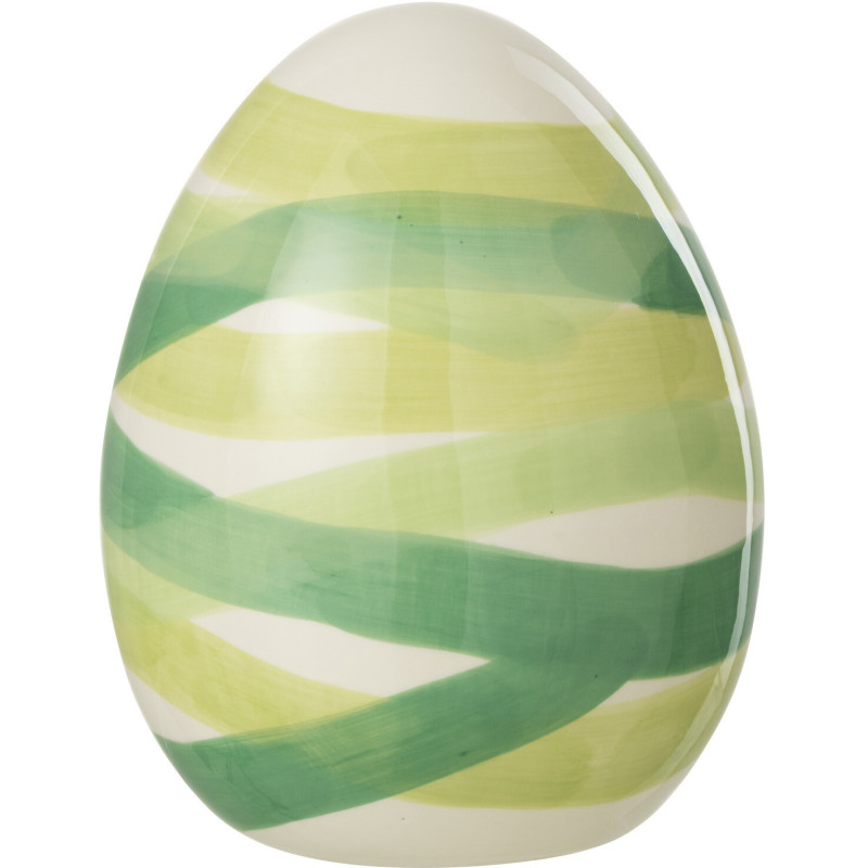 Objet déco à poser Oeuf Hauteur 18 cm en Dolomite Blanc Vert Candi - 1