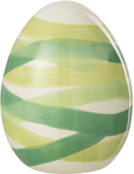 Objet déco à poser Oeuf Hauteur 18 cm en Dolomite Blanc Vert Candi - 1
