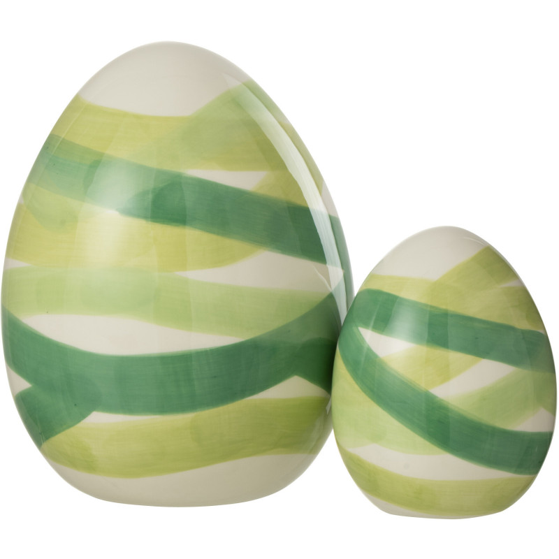 Objet déco à poser Oeuf Hauteur 18 cm en Dolomite Blanc Vert Candi - 3