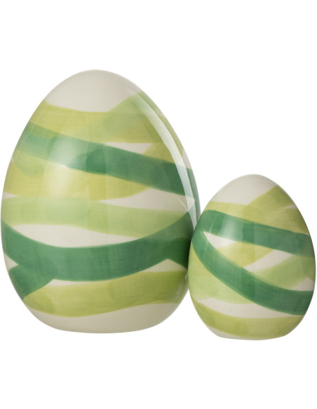Objet déco à poser Oeuf Hauteur 18 cm en Dolomite Blanc Vert Candi - 3