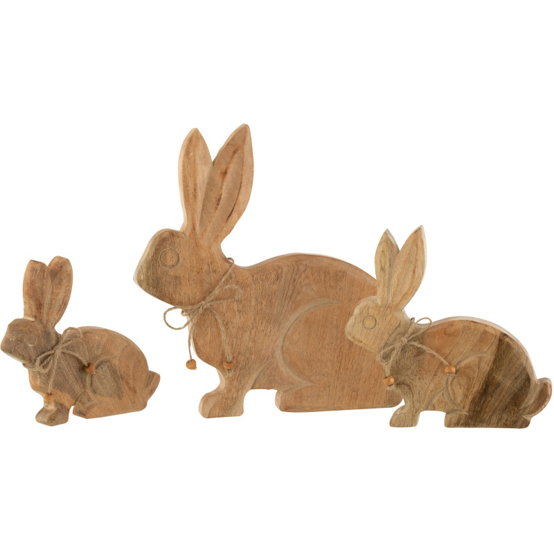 Objet déco à poser Lapin avec noeud 27 cm en Bois de manguier Naturel Elane - 2