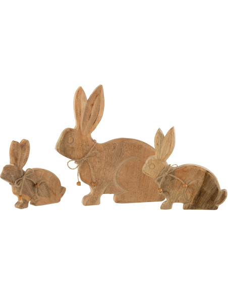 Objet déco à poser Lapin avec noeud 27 cm en Bois de manguier Naturel Elane - 2
