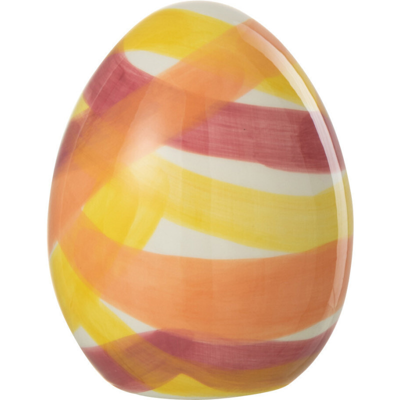 Objet déco à poser Oeuf Hauteur 11 cm en Dolomite Blanc Orange Candi - 1