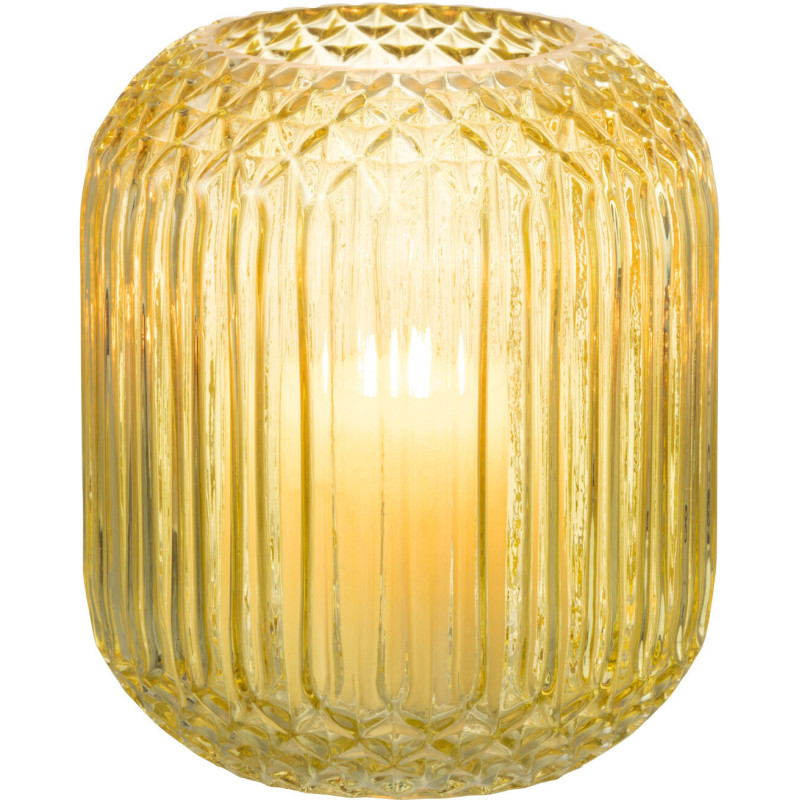 Vase Cylindrique Zara Hauteur 15 cm en Verre Jaune - 3