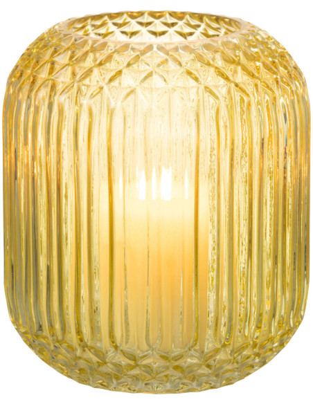 Vase Cylindrique Zara Hauteur 15 cm en Verre Jaune - 3