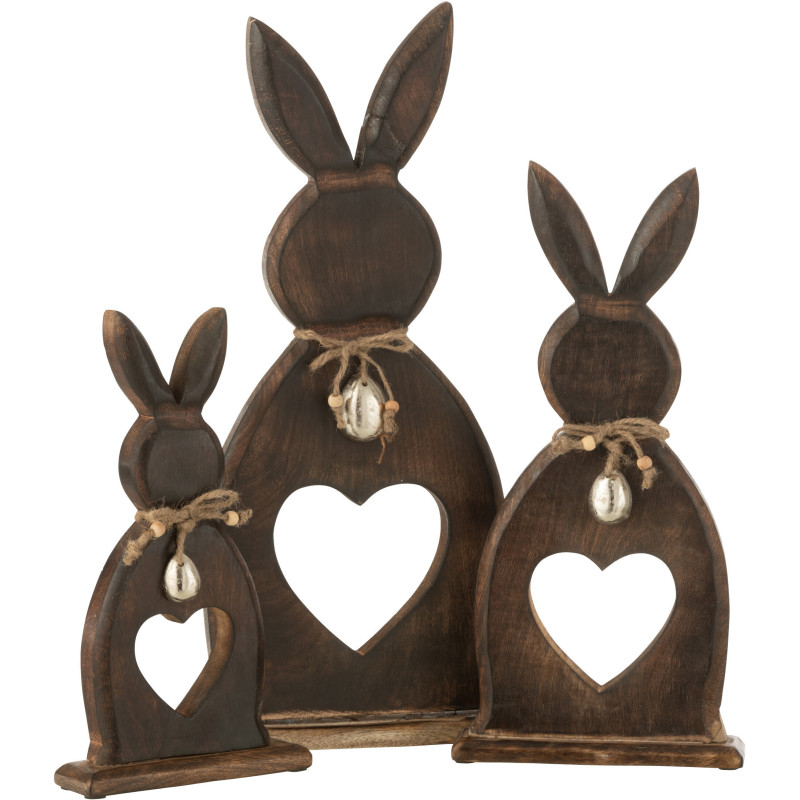 Objet déco à poser Lapin Coeur Hauteur 50 cm en Bois de manguier Marron foncé Daxton - 2