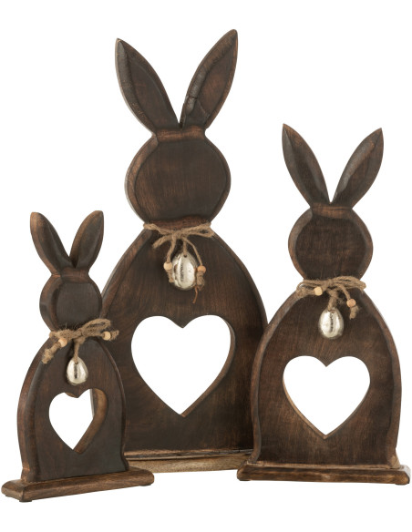 Objet déco à poser Lapin Coeur Hauteur 50 cm en Bois de manguier Marron foncé Daxton - 2