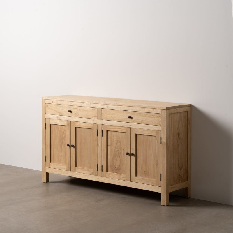 Buffet moderne Bas 4 portes 2 tiroirs en Bois de mindi Naturel Josue - 9