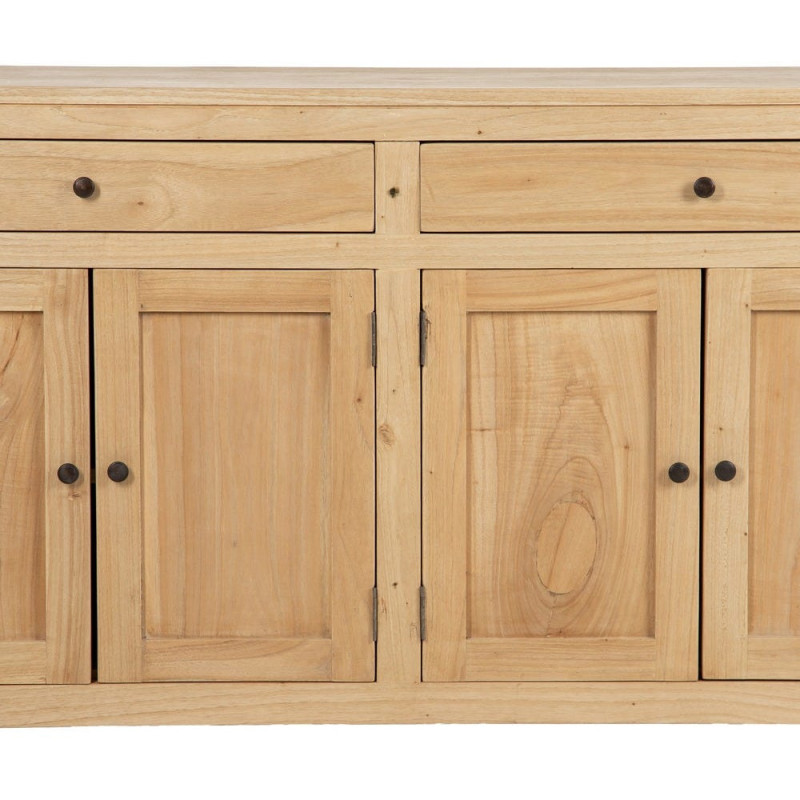 Buffet moderne Bas 4 portes 2 tiroirs en Bois de mindi Naturel Josue - 3